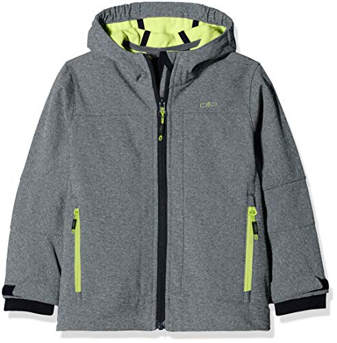 Preisvergleich Produktbild CMP Jungen Softshell Kapuzen Jacke, Grau (Asphalt Melange / Bamboo) 176