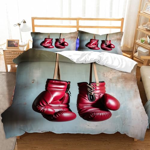 Housse de couette gants de boxe en microfibre douce pour lit double sans plis