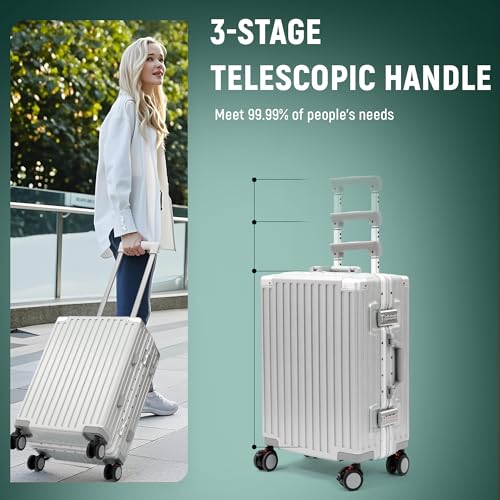 UrbanExporer 26 Inch Hardside Zipperless Luggage with Spinner Wheels, TSA-Approved Lock, Aluminum Frame, Lightweight Checked Suitcase for Travel, Sliver4