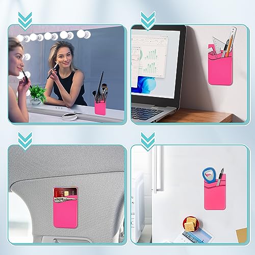Image of SHANSHUI Phone Wallet Stick on, Card Holder for Back of Phone Double Silicone Credit Business Card Sleeve Pocket Compatible with iPhone, Samsung Galaxy and Every Smartphones (MultiColors-5pcs)