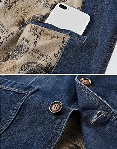 ebossy Men's Classic 2-Button Blazer Notched Lapel Distressed Denim Jakcet Sport Coat4