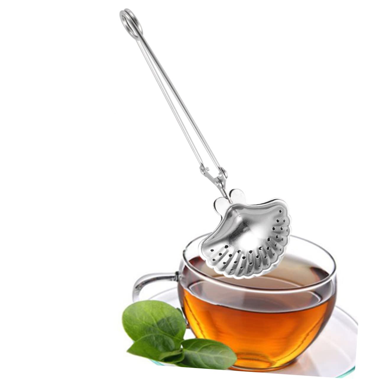 Ciieeo 2pcs Shell Shaped Stainless Steel Tea Infuser Easy to Use Tea Filter Chain for Herbs Spices for Giving