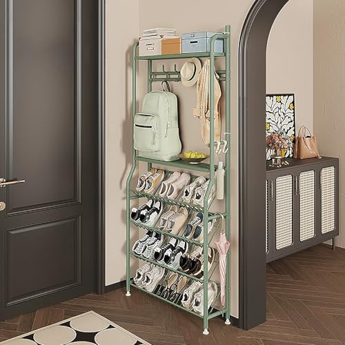 Meuble chaussures gain de place vertical en métal pour optimiser un petit couloir