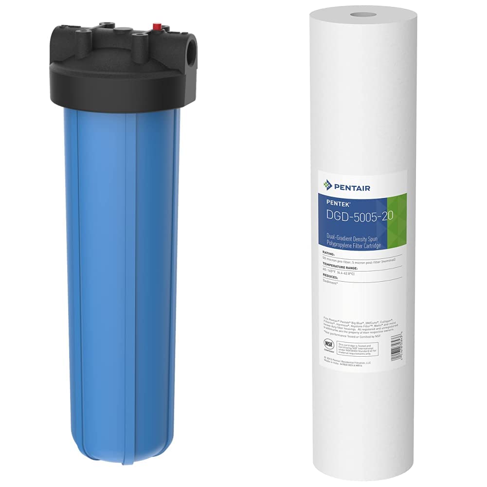 Pentair Pentek Big Blue Filter Housing Bundle with DGD-5005-20 Big Blue Water Filter Cartridge