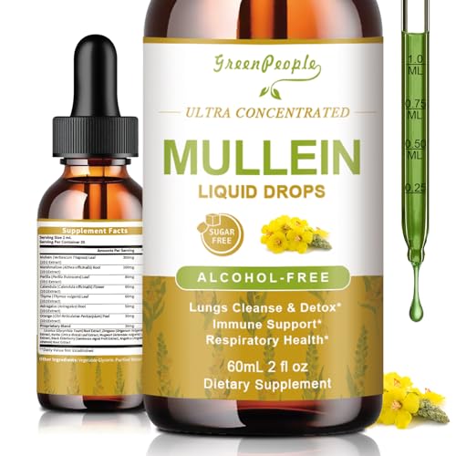 GREENPEOPLE Mullein Leaf Extract Drops - 13-in-1 Botanical Extract Blend with Marshmallow Root for Wellness Support - Mullein Leaf Extract Supplement - Alcohol-Free Tincture, 2 fl oz