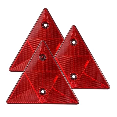 Aelxveba 3PCS Réflecteurs Triangulaires Rouges, pour Remorque Arrière, Catadioptres Robustes, Feux Arrière Standard, avec Espacement des Trous, Fixation par...