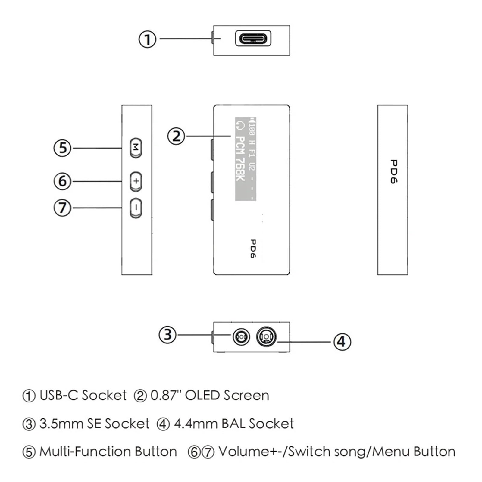 Digital Player Preamp DSD512 Display VU Meter USB Opt COA SD for Amplifiers(DP01 with 12V EU)