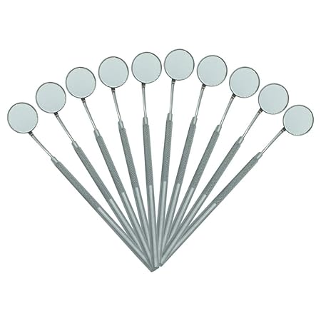 ADDLER DENTAL MOUTH MIRROR WITH HANDLE 5 MM SERRATED HANDEL INDIAN (SET OF 10)