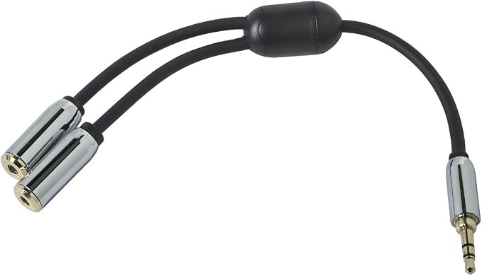 Monoprice Splitter Estéreo 3.5mm Macho a Hembras Dobles 15cm Negro miniatura 2