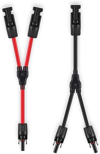 Miniatura 1 de SOYAN Conectores solares Y Branch Paralelo Adaptador 10AWG Cable para Panel Solar (Rojo y Negro)