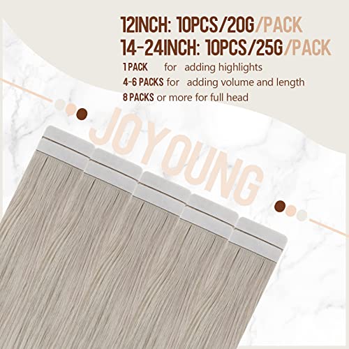 Youngsee Tape In Hair Extensions Human Hair Grey Blonde 18 Inch Grey Tape In Hair Extensions Grey Human Hair Tape In Extensions 10Pcs 25G Grey Blonde Tape Hair Extensions #TOP4