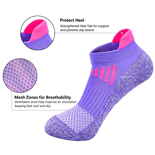 J.WMEET Womens Ankle Athletic Socks Low Cut Cushioned Breathable Running Performance Sport Tab Cotton Socks 6 Pack2