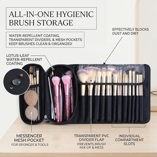 Bolsas de cosméticos con ranuras protectoras para brochas 2