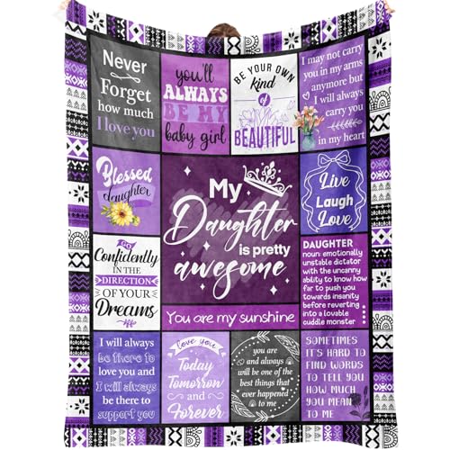 Flpoxzd Daughter Gifts from Mom Dad Daughter Birthday Gifts Daughters Blanket Christimad Birthday Gift for Daughters Adult to My Daughters Blanket 60x50 Inches