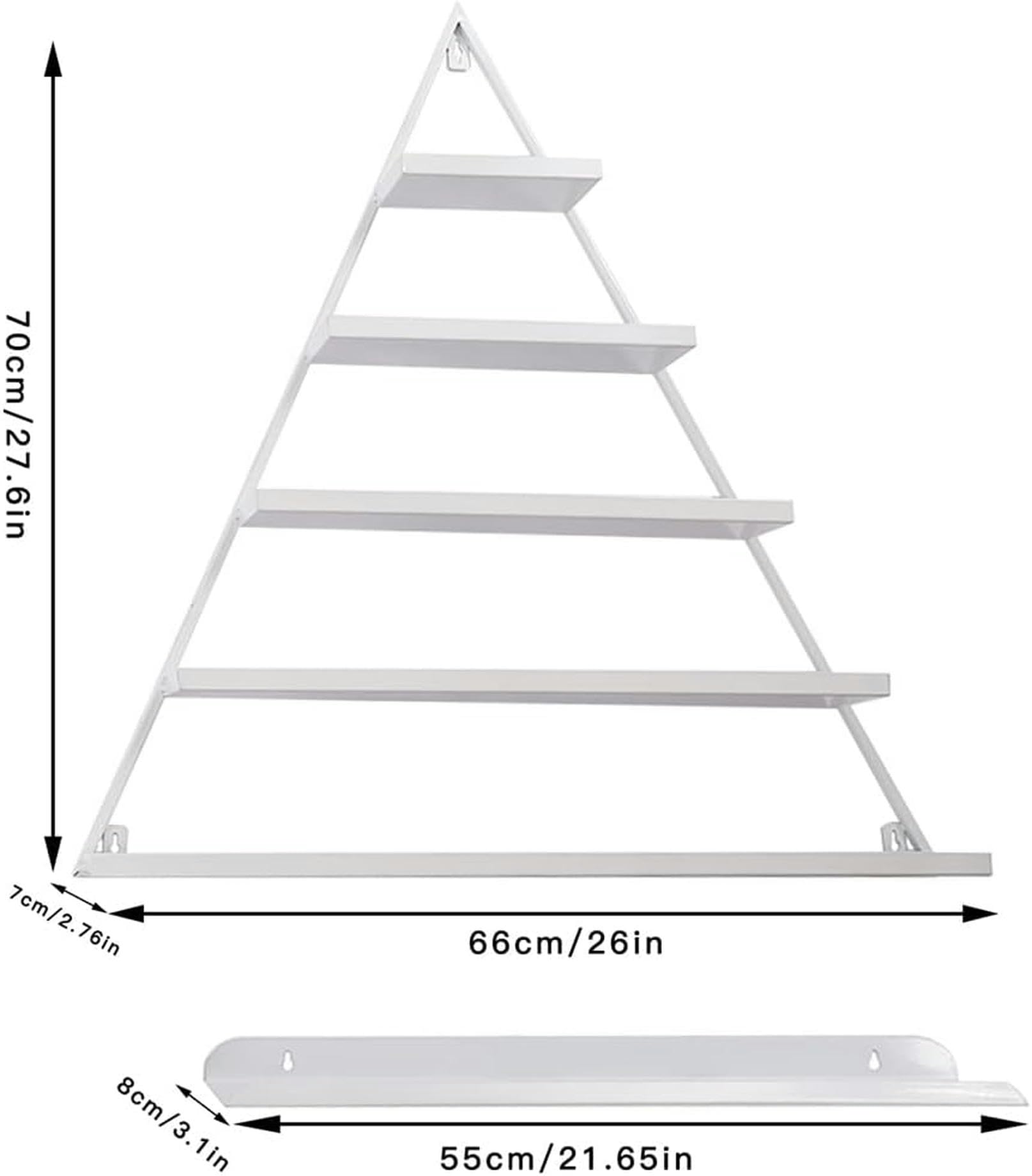 Porta smalti triangolari Bianchi, Porta Cosmetici da Parete, espositore in Metallo per Centri estetici, Centri estetici e casa (Set da 2)