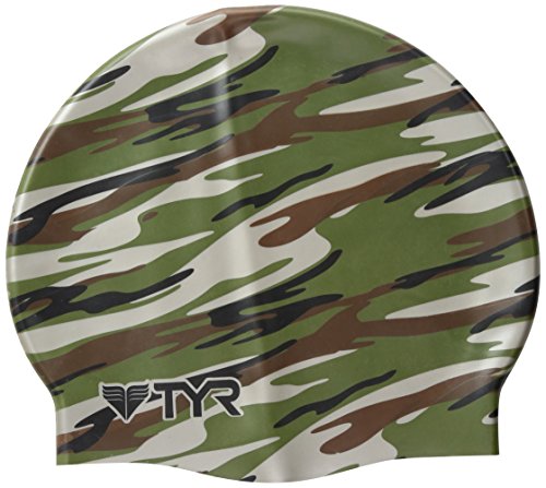 TYR Camo Swim Cap, Green