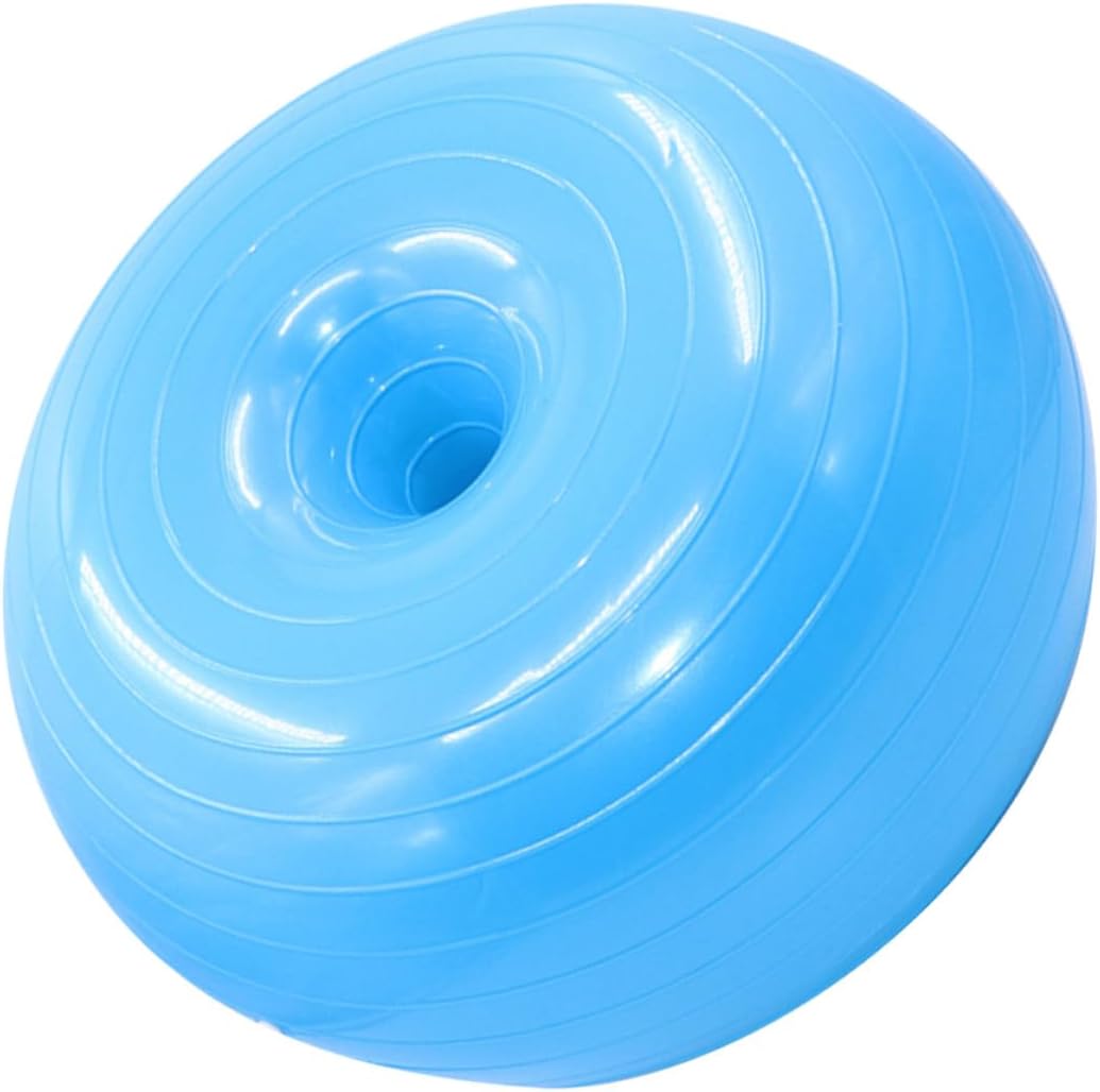 Donut Exercise Ball PVC Anti-Burst Yoga Balance Ball with Air Pump for Core Training and Stability Exercise Light Blue Suitable for Home Gym and Workout