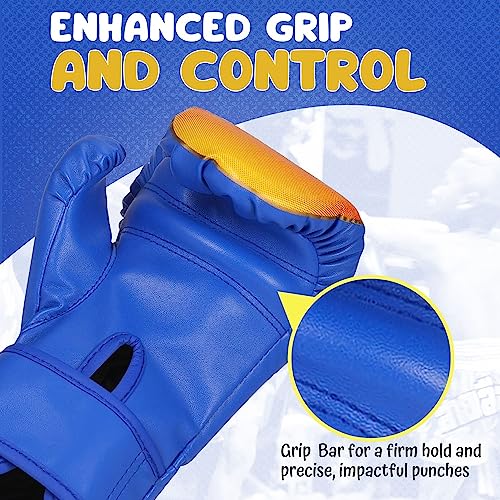 Flexzion Kids Boxing Gloves for 3-8 Years, 4 oz Fire Blue Sparring Gloves for Children's Kickboxing, MMA, Muay Thai Training - Image 3