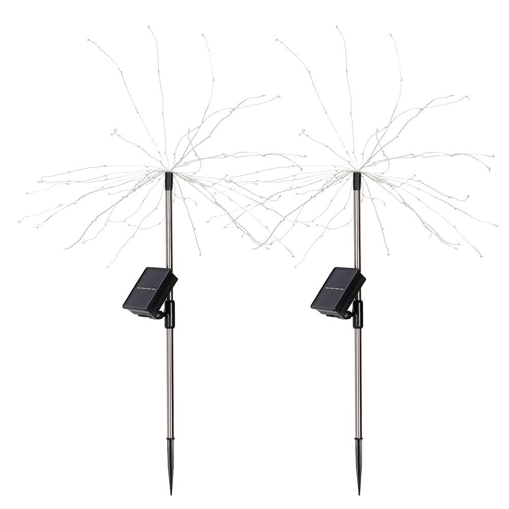 KIMISS Solar Firework Lights Outdoor 2 Pack, Pack, Halloween 2Pcs Set Garden Decorative Lawn Path Christmas Landscape with LED Yard Patio Decor Warm White Holiday Lighting (Colorful