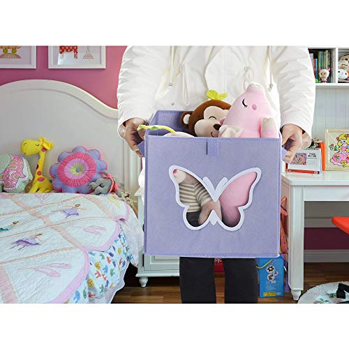 Homyfort Cube Storage Bins Organizer Container,12X12 Foldable Plastic Storage Bins Basket With Clear Window For Pantry Closet,Toys,Bedroom-Butterfly Set Of 4 #TOP3