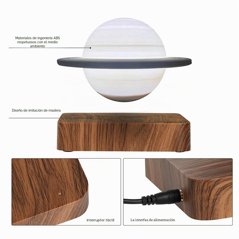 Lámpara de levitación magnética Saturno Luz de noche LED Lámpara flotante de impresión 3D giratoria de 360 ° Lámpara de escritorio global para sala de estar Decoración de dormitorio