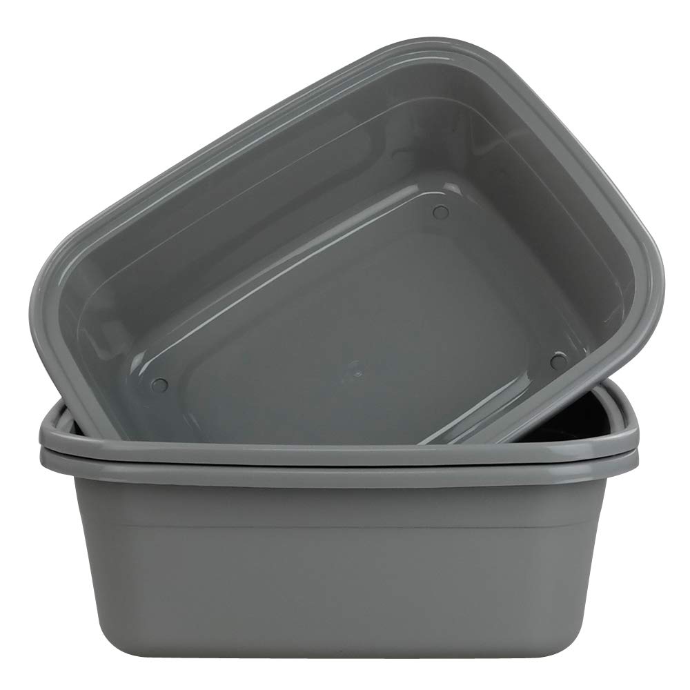 Sandmovie 18 Quart Grey Plastic Dish Pan Tub Washing up Bowls, 3 Packs