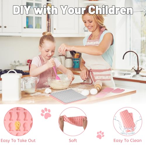 Votoko 2 Stück Backmatte Hundekekse, Silikon Hundekekse Backform 5 Formen in 1 BPA-Frei, Backmatten für Hundeleckerlies mit Teigschaber, Backunterlage Backform für DIY Hundekekse Leckerlis(130 Gitter)