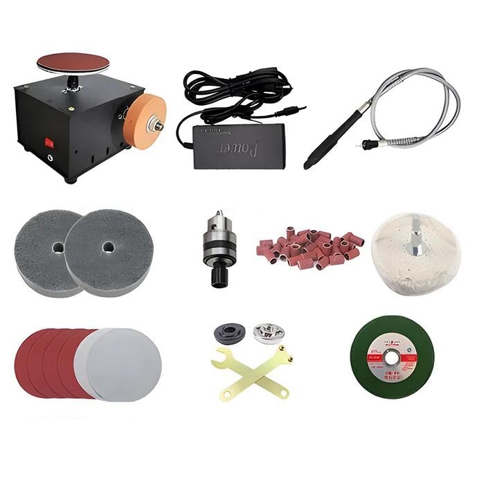 LeTkingok AC 100-240V Multi-Functional Sandpaper Disk Benchtop Sander Grinder, DIY Electric Polishing Cutting Machine for Metal Wood Jade