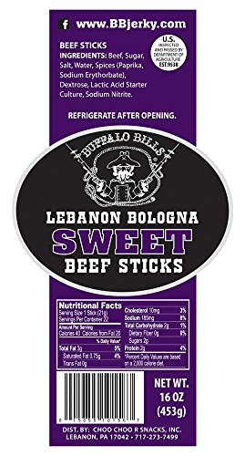 Buffalo Bills 1-Lb Pack Sweet Lebanon Bologna Sticks (Pennsylvania Dutch Sweet Beef Sticks) #TOP2
