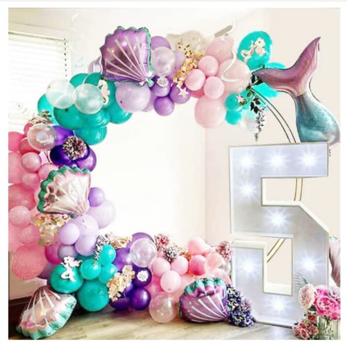 FEIFEI'S BOW Guirlande de ballons avec confettis métalliques pour fête d'anniversaire, fête prénatale, mariage, baptême, communion (sirène) Cover