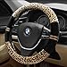 INEBIZ Luxury Leopard Print Fashionable Plush Car Steering Wheel Cover, Universal Fit, Keep Warm for Car SUV (Beige+Black)