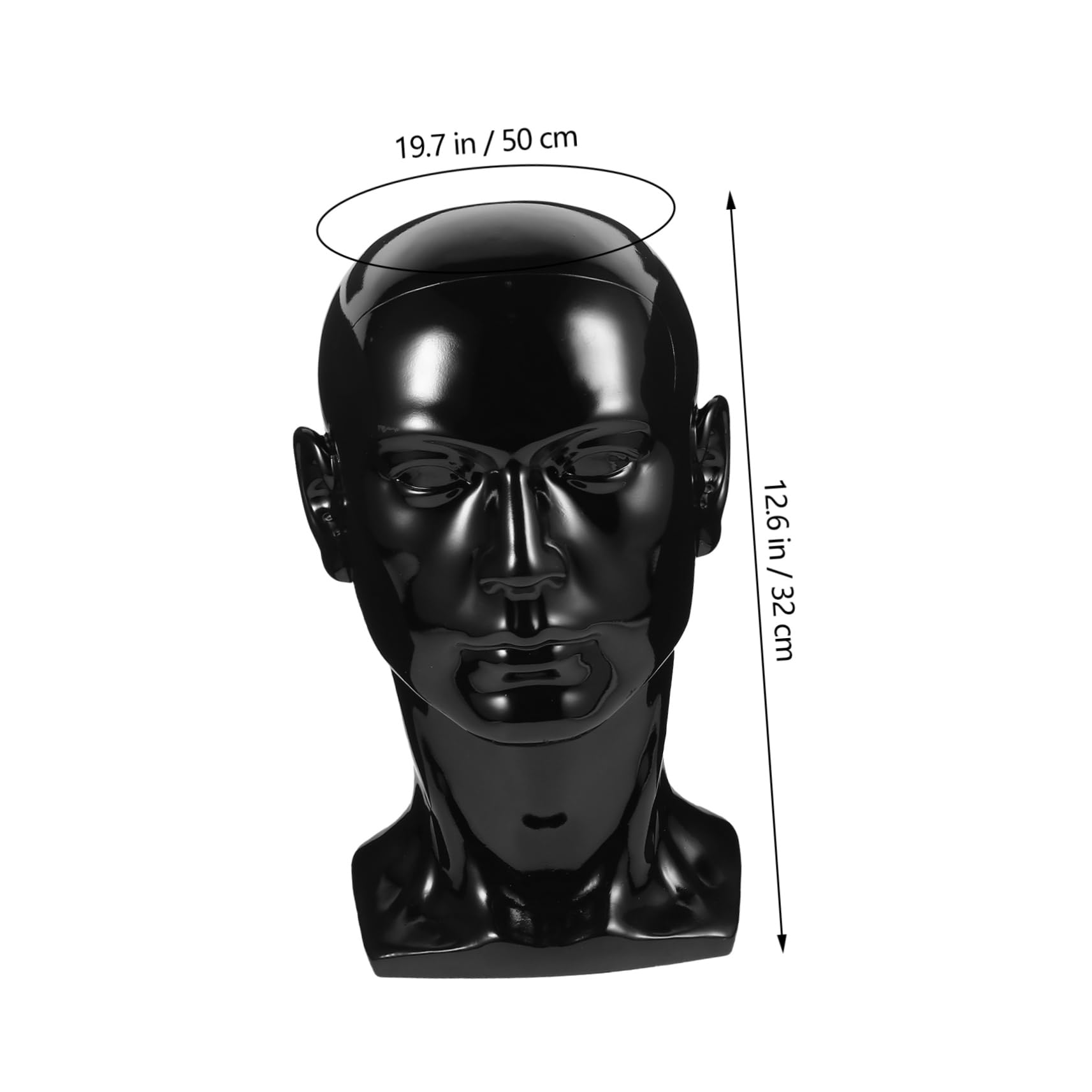 Schaufensterpuppen Herrenkopf aus Pvc, Schwarz, für Perücken und Hüte