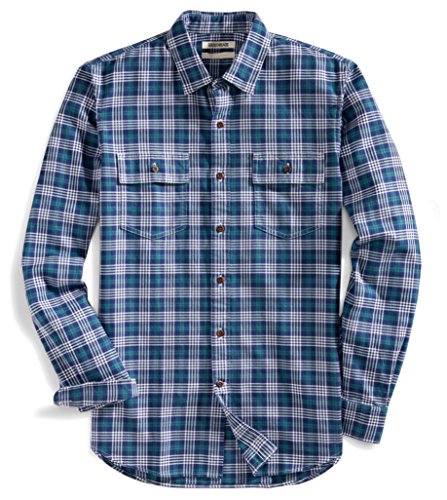 Amazon Brand - Goodthreads Mens Slim-Fit Long-Sleeve Plaid Twill Shirt, Blue Depths, Large