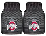 Fanmats NCAA Ohio State Buckeyes Universal Fit Vinyl Front Seat Car Floor Mat 2 Piece Set w/ Team Logo for Cars, Trucks, and SUVs, 17 x 27 Inches