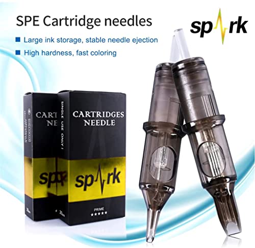 20PCS Spark Disposable Premium Tattoo Cartridge Needles Standard #12 Needles Round Shaders (9RS)