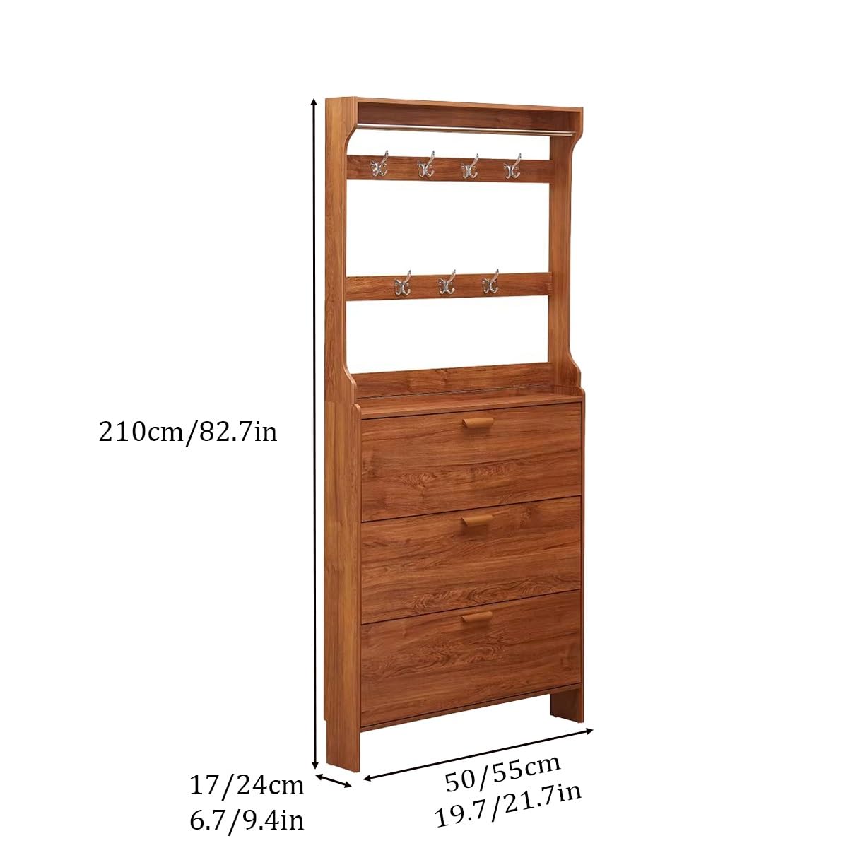 Meuble d'entrée vestiaire, Console avec rangement à chaussures, pour Manteaux, Chapeaux, Sacs, pour Entrée(19.7x6.7x82.7in)