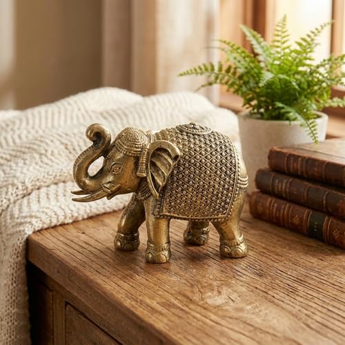 Image of eCraftIndia Brass Elephant Statue Decorative Showpiece Gift for Diwali Housewarming Birthday