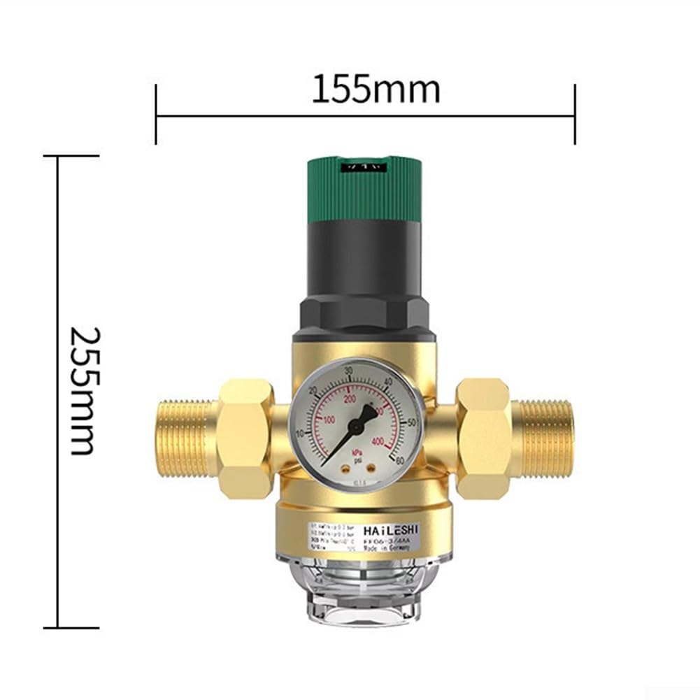 Riduttore del regolatore di pressione dell'acqua, per valvole di riduzione della pressione in ottone a doppia unione con manometro (DN20)