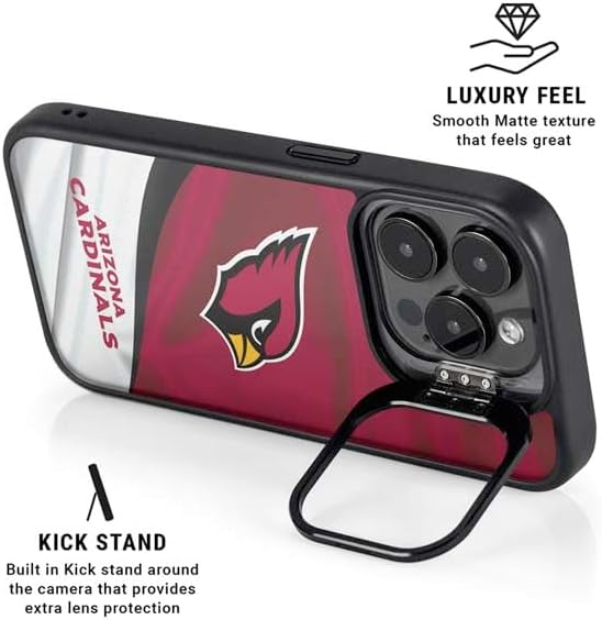 Skinit Kickstand Phone Case Compatible with iPhone 15 Pro Max - Officially Licensed NFL Arizona Cardinals Design