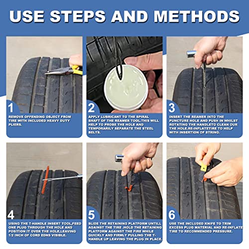 Xcbyt Tire Repair Kit - 46 Pcs Tubeless Tire Repair Kit With Plugs Best For Tires On Cars Trucks, Motorcycles, Atv Roadside Emergency Tire Fix Kits #TOP6