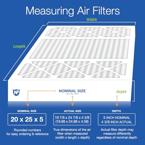Image of Nordic Pure 20x25x5 Pleated MERV 14 Plus Carbon Air Filters 2 Pack | Actual Size: 19 7 /8 x 24 7 /8 x 4 3 /8 Honeywell Replacement Made in USA, Pro Strength Filtration, Pet & Odor Control