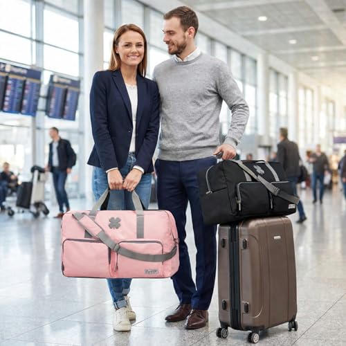 Image of Lucky Brand Unisex Adult Large Duffle Adjustable Shoulder Strap Foldable Overnight Weekender Bag, Bridal Rose, 85L, Sports