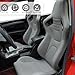WTRAVEL Racing Seats 2 Pcs Reclinable Bucket Seats with 2 Sliders Adjustable PU Leather Seats Universal Sport Seats for Cars (Gray, 36.6
