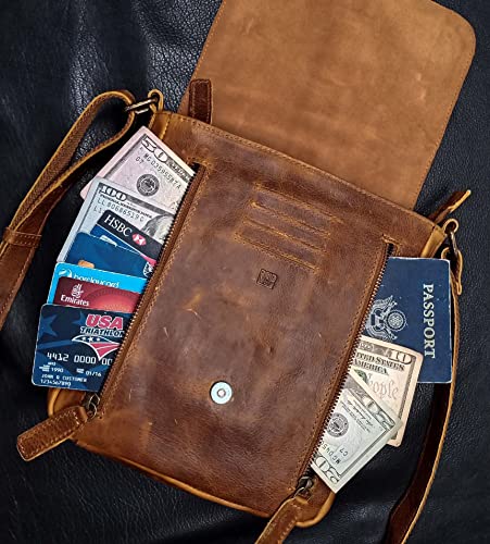 Image of Genuine Leather Crossbody Purse and Handbags - Crossover Bag Over the Shoulder