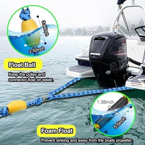 Cable de remolque para kayak y pontón con gancho resistente para boyas inflables de arrastre 2