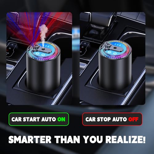 Image of Smart Car Air Freshener, Car Air Freshener Diffuser with Two-Color Star Projector and 80ml Perfume, 3 Mode Adjustable Automatic Aroma Diffuser with Auto On /Off & Atmosphere Light