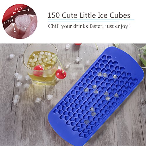 150 Grids Small Silicone Ice Cube Trays Mini Heart Shaped Candy Chocolate Molds, Viwieu Sonic Ice Mold Maker 2 Pack Chill Your Drink Faster,Tiny Ice Works Great For Blender #TOP5
