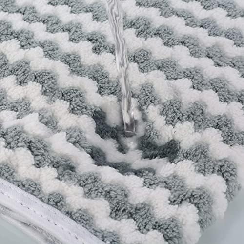 KinHwa Microfibre Hand Towels Ultra Soft Hand Towels for Bathroom Super Absorbent Bath Towels with Wave Stripe Ideal for Hair Spa Sports and Travel 30inch x 16inch 4 Pack Greyish-green