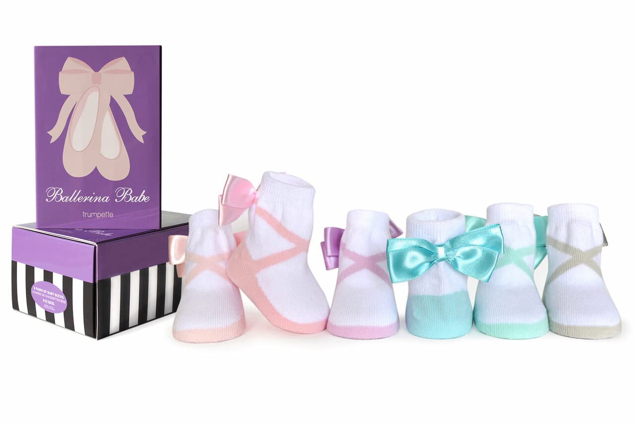 Trumpette Baby Boys Ballet Socks 0-12 Months Pack of 6, Ballerina Babe Crayons, MESI