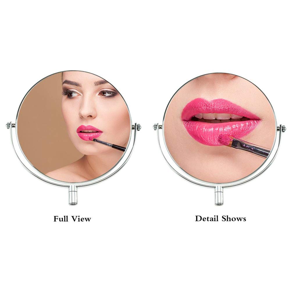 Espejo de Maquillaje Montaje en Pared, Espejo de baño Extensible con Aumento de 3X de Doble Cara Espejo de Afeitar de Forma Redonda Plegable Giratorio de 360° para Pared,Gold_8inch 3X